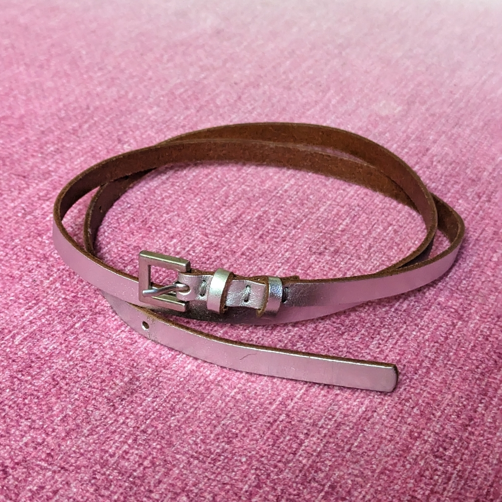 COS thin silver leather belt